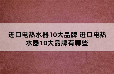 进口电热水器10大品牌 进口电热水器10大品牌有哪些